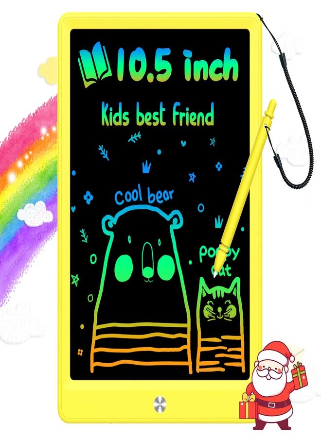 لوحة الكتابة الإلكترونية BUKEBU LCD، لوحة رسم ملونة مقاس 10.5 بوصة، لوحة رسم إلكترونية، لوحات رسم، هدايا سفر للأطفال من سن 3 إلى 8 سنوات (أصفر) - Image 1